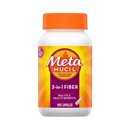 Procter & Gamble Fiber Supplement Metamucil® Capsule 160 per Bottle 0.52 Gram Strength Potassium / Psyllium Husk