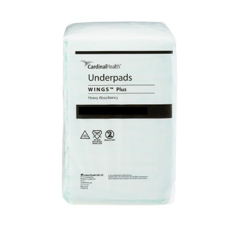 Cardinal Underpad Wings™ Plus 36 X 36 Inch Disposable Fluff / Polymer Heavy Absorbency - M-853212-4387 - Case of 48