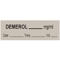 Precision Dynamics Drug Label PDC® Anesthesia Label Demerol_mg/mL Date_Time_Int_ Gray 1/2 X 1 Inch - M-853476-1379 - Roll of 1