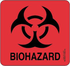 Fisher Scientific Pre-Printed Label Fisherbrand™ Warning Label Flourescent Red Paper Biohazard / Symbol Black Biohazard 7-3/5 X 7-3/5 Inch - M-853577-2658 - Pack of 1