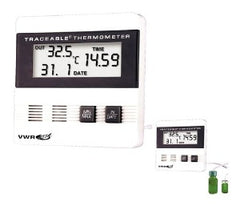 PANTek Technologies LLC Digital Refrigerator / Freezer Thermometer Fisherbrand™ Traceable® Fahrenheit / Celsius -40° to 176°F (-40° to 80°C) Bottle Probe Flip-out Stand / Wall Mount Battery Operated