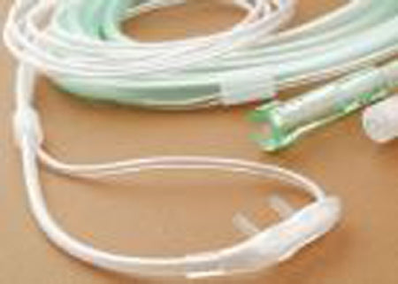 Covidien ETCO2 Nasal Sampling Cannula with O2 Delivery NonIntubated Sampling Line OmniLine™ Adult Curved Prong / NonFlared Tip