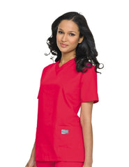 Landau Uniforms Scrub Shirt X-Large Red 3 Pockets Short Set-In Sleeve Female