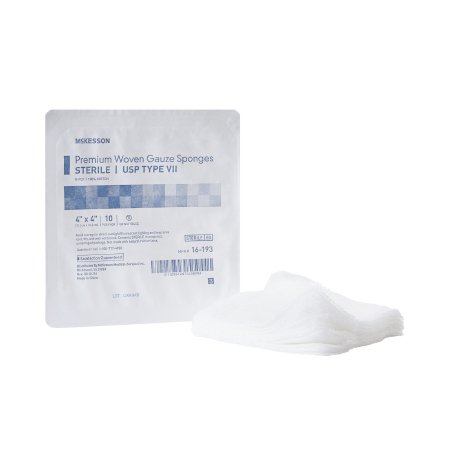 USP Type VII Gauze Sponge McKesson Gauze 8-Ply 4 X 4 Inch Square Sterile