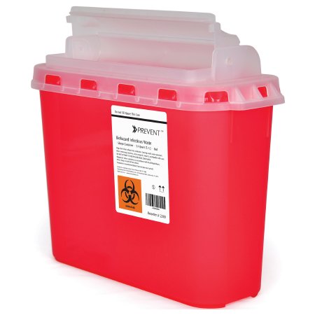 Sharps Container McKesson Prevent® 11 H X 12 W X 4-3/4 D Inch 5.4 Quart Red Base / Translucent Lid Horizontal Entry Counter Balanced Door Lid - M-854862-1869 - Each