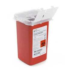 Sharps Container McKesson Prevent® 6-1/4 H X 4-1/4 W X 4-1/4 D Inch 1 Quart Red Base / Translucent Lid Vertical Entry 3 Hinged Snap On Lid - M-855064-1461 - Case of 80