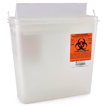 Sharps Container McKesson Prevent® 10-3/4 H X 10-1/2 W X 4-3/4 D Inch 1.25 Gallon Translucent Base / White Lid Horizontal Entry Counter Balanced Door Lid - M-855126-3276 - Each