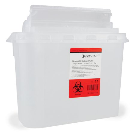 Sharps Container McKesson Prevent® 11 H X 12 W X 4-3/4 D Inch 5.4 Quart Translucent Base / Translucent Lid Horizontal Entry Counter Balanced Door Lid - M-855130-4112 - Case of 20