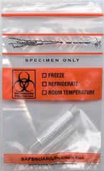 Globe Scientific Specimen Transport Bag with Document Pouch 6 X 9 Inch Polyethylene Zip Closure Biohazard Symbol / Storage Instructions NonSterile