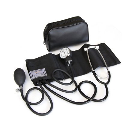 Mabis Healthcare Aneroid Sphygmomanometer Combo Kit Pocket Style Hand Held Size Large Nylon Cuff 22 Inch Stethoscope Tube