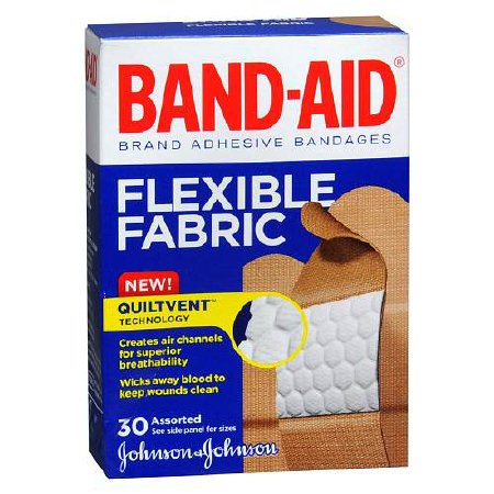 J & J Sales Adhesive Strip Band-Aid® 5/8 X 2-1/4 Inch / 3/4 X 3 Inch / 1 X 3 Inch Fabric Rectangle Tan Sterile