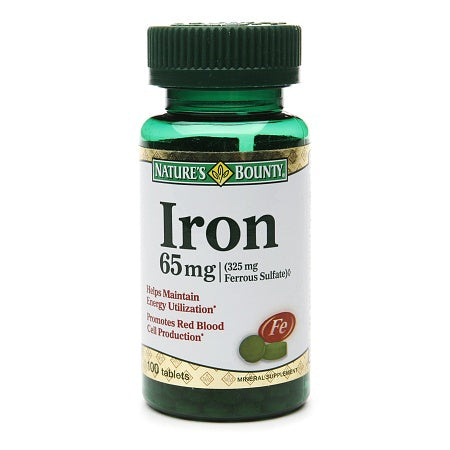 US Nutrition Mineral Supplement Nature's Bounty® Iron 65 mg Strength Tablet 100 per Bottle