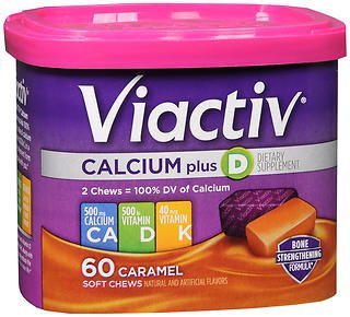 Emerson Healthcare Joint Health Supplement Viactiv® Calcium / Vitamin D / Vitamin K 500 IU - 500 mg - 40 mg Strength Chewable Tablet 60 per Box Caramel Flavor