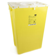 Chemotherapy Waste Container McKesson Prevent® 24-3/5 H X 17-3/10 W X 13 L Inch 18 Gallon Yellow Base / White Lid Vertical Entry Rotating Lid - M-862687-3053 - Case of 7