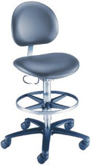 Laboratory Stool McKesson Backrest Pneumatic Height Adjustment Azure Blue