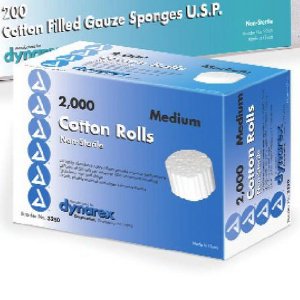 Dynarex Cotton Dental Roll Dynarex® Cotton 3/8 X 1/5 Inch Roll Shape NonSterile