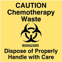United Ad Label Pre-Printed Label RD SET™ Warning Label Yellow EDP Paper Caution Chemotherapy Waste Black Caution 4-1/2 X 4-1/2 Inch - M-863731-2622 - Pack of 50