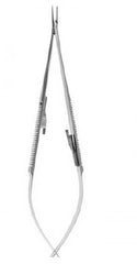 V. Mueller Micro Needle Holder Delicate Touch™ 7-1/4 Inch Length Straight Dust Teeth Jaws Flat Spring Handle - M-863959-4182 - Each