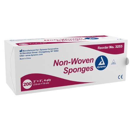 Dynarex Nonwoven Sponge Nonwoven 4-Ply 3 X 3 Inch Square NonSterile