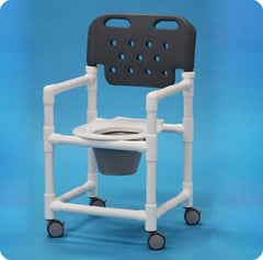 IPU Commode / Shower Chair Economy Fixed Arm PVC Frame With Backrest