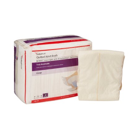 Cardinal Unisex Adult Incontinence Brief Wings™ X-Large Disposable Heavy Absorbency - M-864861-4165 - Bag of 1