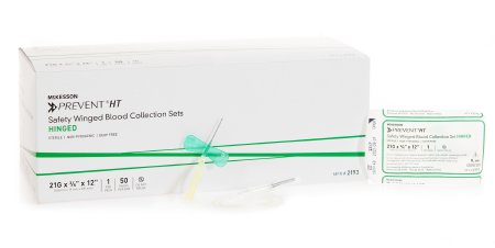 McKesson Prevent® Blood Collection Set 21 Gauge 3/4 Inch Needle Length Safety Needle 12 Inch Tubing Sterile