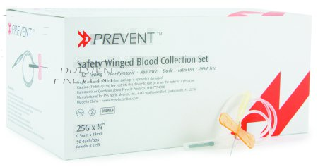 McKesson Prevent® Blood Collection Set 25 Gauge 3/4 Inch Needle Length Safety Needle 12 Inch Tubing Sterile