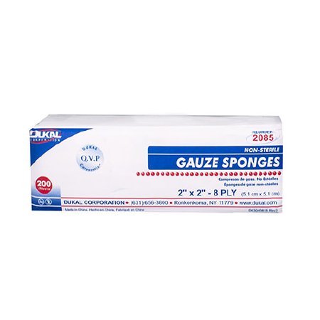 Dukal Gauze Sponge Dukal™ Cotton 8-Ply 2 X 2 Inch Square NonSterile