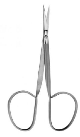 V. Mueller Iris Scissors V. Mueller® 4 Inch Length Surgical Grade Stainless Steel NonSterile Ribbon Style Finger Ring Handle Curved Sharp Tip / Sharp Tip - M-865815-3756 - Each