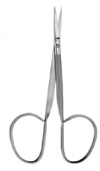 V. Mueller Iris Scissors V. Mueller® 4 Inch Length Surgical Grade Stainless Steel NonSterile Ribbon Style Finger Ring Handle Curved Sharp Tip / Sharp Tip - M-865815-3756 - Each