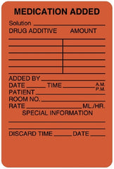 United Ad Label Pre-Printed Label UAL™ Anesthesia Label Fluorescent Red Paper Medication Added Patient_rm#_Drug_Amount_ Black Medication Instruction 2 X 3 Inch - M-865939-2408 - Roll of 1