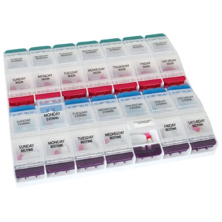 Apothecary Products Pill Organizer Push Button Medtime Planner® X-Large 7 Day 4 Dose