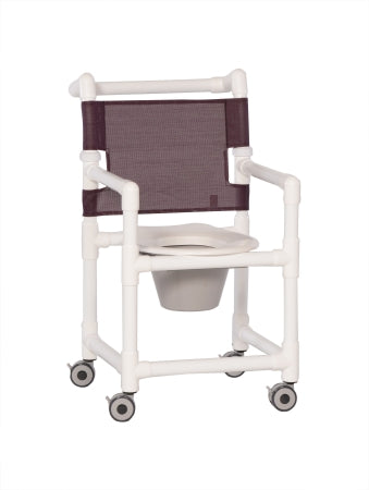 IPU Commode / Shower Chair IPU® Fixed Arm PVC Frame Mesh Back 21 Inch Seat Width