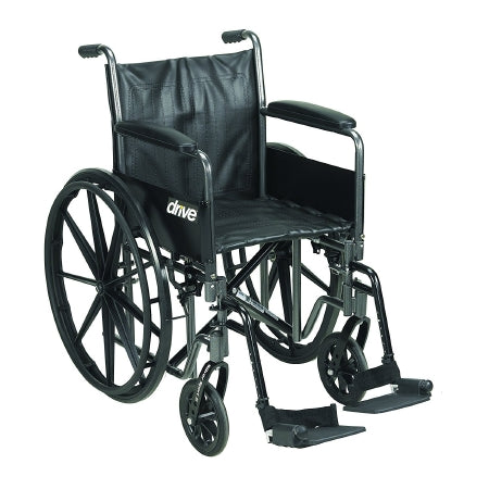 Drive Medical Wheelchair drive™ Silver Sport 2 Dual Axle Full Length Arm Removable Padded Arm Style Black Upholstery 18 Inch Seat Width 300 lbs. Weight Capacity