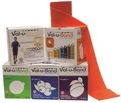 Fabrication Enterprises Exercise Resistance Band Set Val-u-Band® Peach / Orange / Lime / Blueberry / Plum 5 Inch X 50 Yard X-Light to X-Heavy Resistance