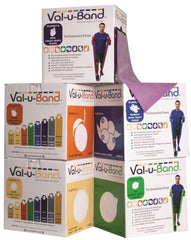 Fabrication Enterprises Exercise Resistance Band Set Val-u-Band® Low Powder Peach / Orange / Lime / Blueberry / Plum 5 Inch X 50 Yard X-Light to X-Heavy Resistance