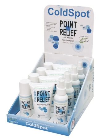 Fabrication Enterprises Topical Pain Relief Kit Point Relief® ColdSpot™ Counter Display Menthol / MSM / Ilex / Arnica Topical Gel 12 per Box