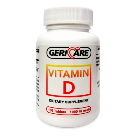 Vitamin Supplement Geri-Care® Vitamin D3 1000 IU Strength Tablet 100 per Bottle