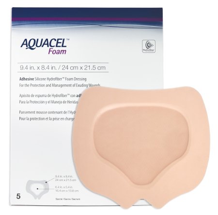 Convatec Silicone Foam Dressing Aquacel® 8 X 9 Inch Sacral Silicone Adhesive with Border Sterile