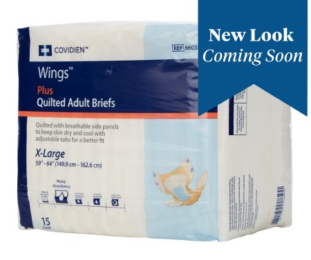 Cardinal Unisex Adult Incontinence Brief Wings™ X-Large Disposable Heavy Absorbency - M-868374-3623 - Each