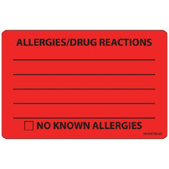 Precision Dynamics Pre-Printed Label MedVision® Allergy Alert Red Paper ALLERGIES/DRUG REACTIONS______/NO KNOWN ALLERGIES Black Alert Label 2-5/8 X 4 Inch - M-868600-4194 - Roll of 1