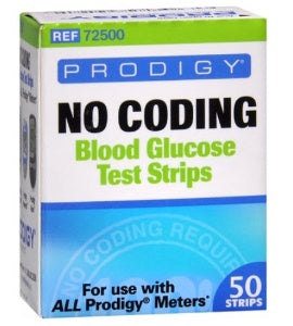 Prodigy Diabetes Care Blood Glucose Test Strips Prodigy® 50 Strips per Box No Coding Required For All Prodigy® Meters