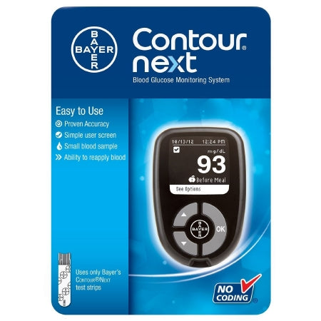Ascensia Diabetes Care Blood Glucose Meter Contour® 5 Second Results Stores Up To 480 Results , 14 Day Averaging No Coding Required