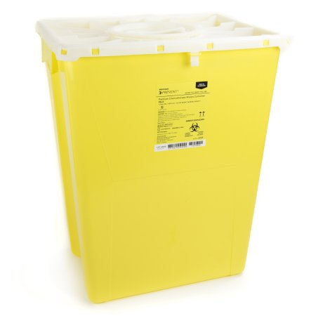 Chemotherapy Waste Container McKesson Prevent® 20-4/5 H X 17-3/10 W X 13 L Inch 12 Gallon Yellow Base / White Lid Vertical Entry Rotating Lid - M-869602-2750 - Case of 8