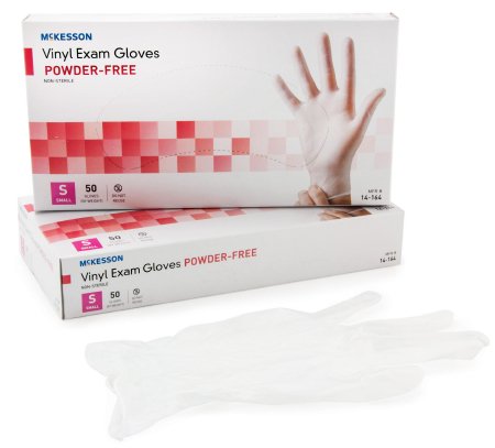 Exam Glove McKesson Confiderm® Small NonSterile Vinyl Standard Cuff Length Smooth Clear Not Chemo Approved - M-871022-4922 - Case of 1000