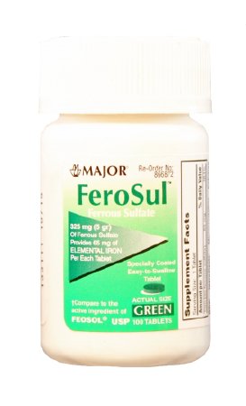 Major Pharmaceuticals Mineral Supplement Feosol® Iron 325 mg Strength Tablet 100 per Bottle