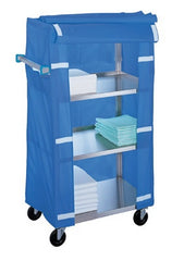 Lakeside Manufacturing Linen Cart with Cover 4 Shelves 500 lbs. Weight Capacity Stainless Steel 5 Inch Casters, 2 Fixed, 2 Swivel - M-872107-1047 - Each