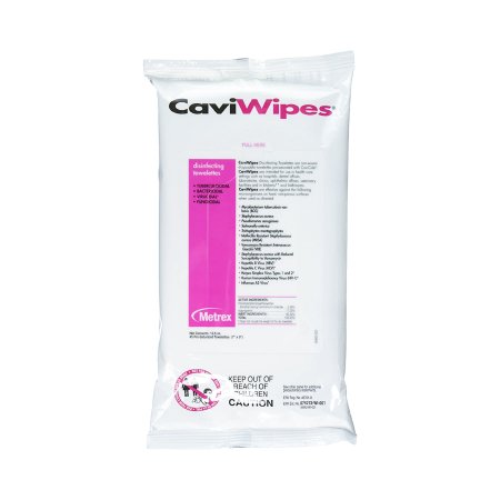 Metrex Research CaviWipes1™ Surface Disinfectant Premoistened Alcohol Based Wipe 45 Count Soft Pack Disposable Alcohol Scent NonSterile - M-872154-2484 - Case of 20