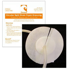 Gentell Split Drain Dressing Foam 4 Inch Diameter X 2 Inch Pad Round