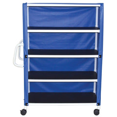 MJM International Linen Cart with Cover 4 Shelves 175 lbs. per Shelf Weight Capacity PVC 4 Inch Twin Casters - M-872572-2525 - Each
